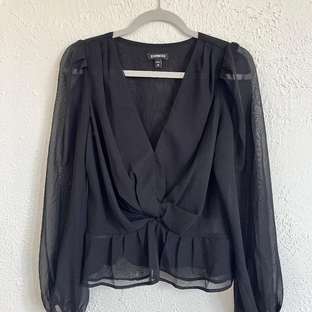 Express Black Knot Blouse